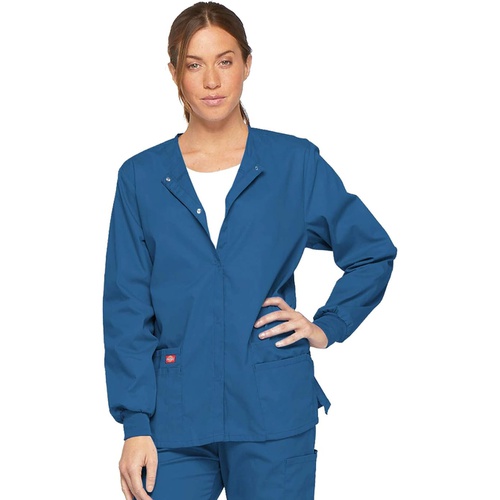 디키즈 Dickies Womens EDS Signature Scrubs Missy Fit Snap Front Warm-up Jacket