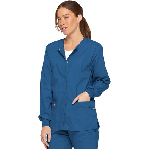 디키즈 Dickies Womens EDS Signature Scrubs Missy Fit Snap Front Warm-up Jacket