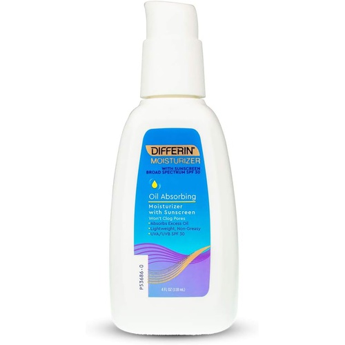  Differin Oil Absorbing Moisturizer with Sunscreen- Broad Spectrum UVA/UVB SPF 30, 1 pack, 4oz