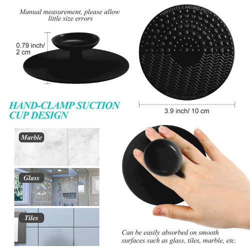  Diolan Brush Cleaning Mat, VanGi Silicone Makeup Brush Cleaner Pad Portable Washing Tool Scrubber Cosmetic Makeup Cleaning Mat with Suction Cup (Black)