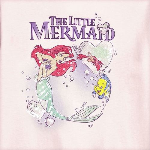 디즈니 Disney The Little Mermaid Long Sleeve Sequined T-Shirt for Girls