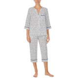 Donna Karan 3u002F4 Sleeve Top and Crop Lantern Pajama Set