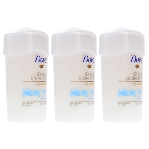  Dove Clinical Protection Antiperspirant Deodorant, Original Clean, 1.7 Oz, Pack of 3