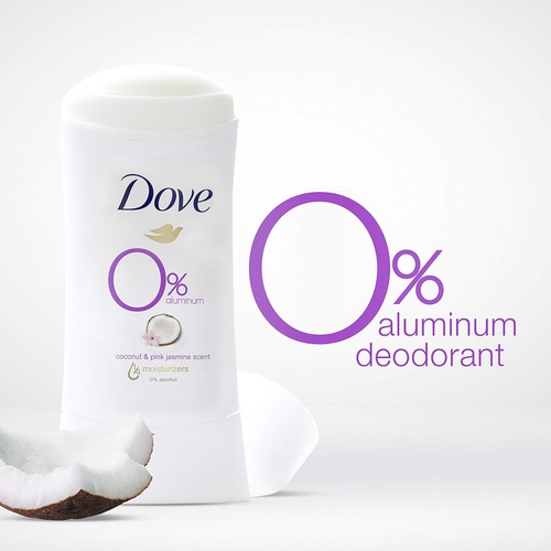  Dove Aluminum Free Deodorant 24-hour Odor Protection Coconut and Pink Jasmine Deodorant for Women 2.6 oz, 3 Count
