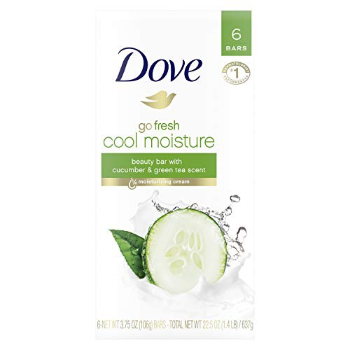  Dove go fresh Beauty Bar for Softer Skin Cucumber and Green Tea More Moisturizing than Bar Soap 3.75 oz Bars Cucumber & Green Tea 6 Count