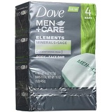 Dove Men+Care Elements Bar Minerals and Sage, 4 Ounce, 4 bars