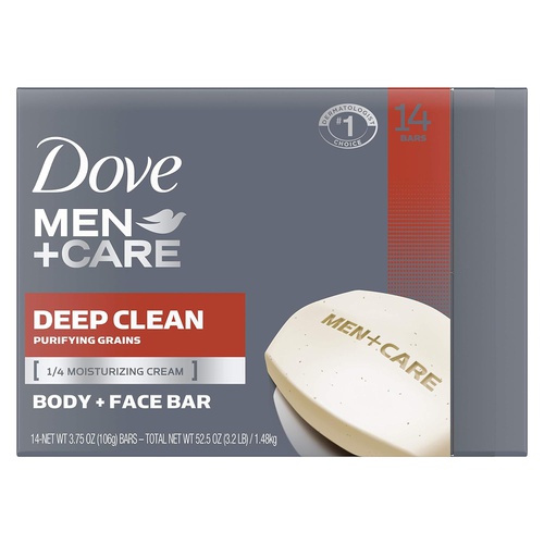  Dove Men+Care Mens Bar Soap More Moisturizing Than Bar Soap Deep Clean Effectively Washes Away Bacteria, Nourishes Your Skin 3.75 oz 14 Bars