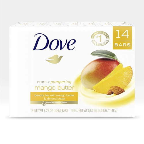  Dove Beauty Bar To Moisturize Dry Skin With Mango Butter More Moisturizing Than Bar Soap 3.75 oz 14 Bars