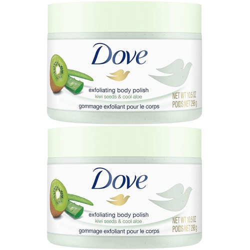  Dove Exfoliating Body Polish, Kiwi Seeds & Cool Aloe, 10.5 Ounce (Pack of 2)