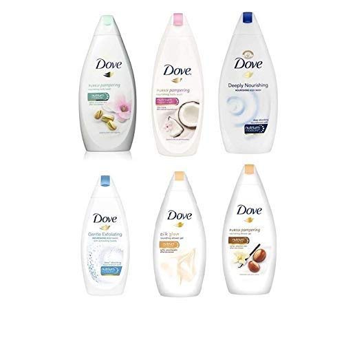  Dove Body Wash Variety 6 Pack - Shea Butter, Deep Moisture, Pistachio Cream, Coconut Milk, Gentle Exfoliating and Silk Glow, 16.9oz Each International Version