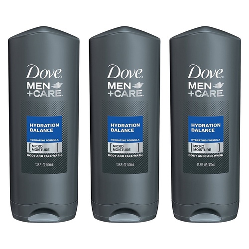  Dove Men + Care Body & Face Wash - Hydration Balance - Net Wt. 13.5 FL OZ (400 mL) Each - Pack of 3