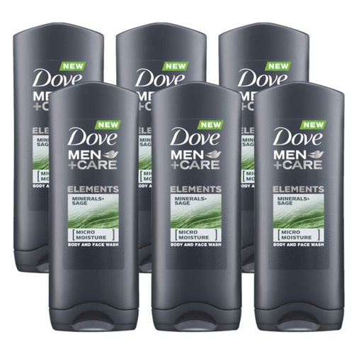  Dove Men Care Body & Face Wash, Minerals and Sage - 13.5 Fl Oz / 400 mL X 6 Pack Case, Made in Germany