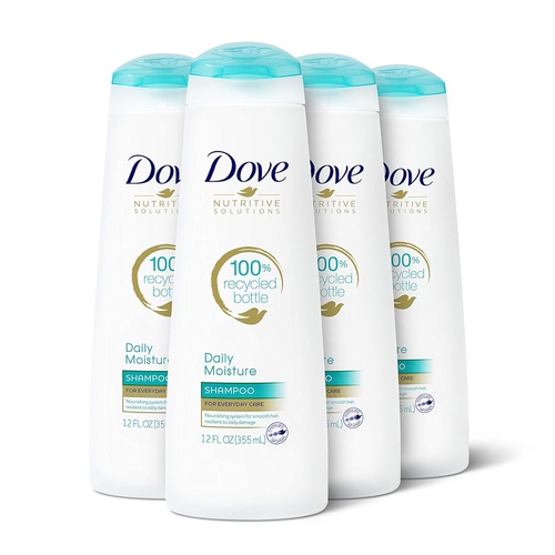  Dove Nutritive Solutions Moisturizing Shampoo for Normal to Dry Hair Daily Moisture with Pro-Moisture Complex for Manageable and Silky Hair 12 oz, 4 Count