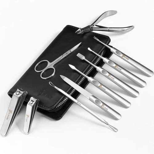  Dr. Heally Manicure Set for Men  Pedicure Kit for Women  Manicure Kit stainless steel  Pedicure Tools with a leather case  Professional pedicure set  Mens Manicure Tools Black