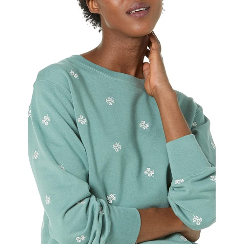  Draper James Crew Neck Sweatshirt in Embroidered Viola