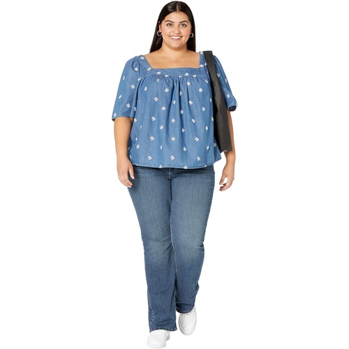  Draper James Plus Size Maren Top in Embroidered Chambray