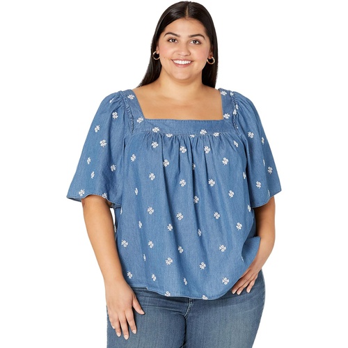  Draper James Plus Size Maren Top in Embroidered Chambray
