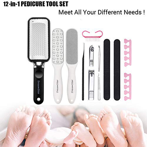  Professional Colossal Foot Rasp Foot File Callus Remover Kit, DreamSter Stainless Steel Pedicure Tools Set Large Foot Scrubber Double Sided Files Foot Care Kit for Women Men Salon