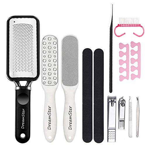  Professional Colossal Foot Rasp Foot File Callus Remover Kit, DreamSter Stainless Steel Pedicure Tools Set Large Foot Scrubber Double Sided Files Foot Care Kit for Women Men Salon