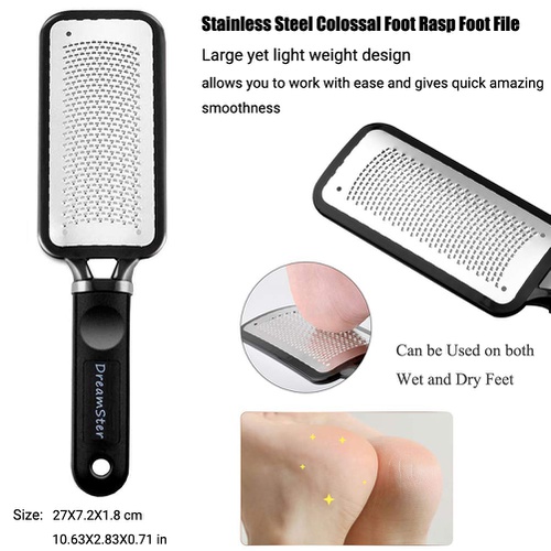  Professional Colossal Foot Rasp Foot File Callus Remover Kit, DreamSter Stainless Steel Pedicure Tools Set Large Foot Scrubber Double Sided Files Foot Care Kit for Women Men Salon