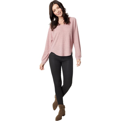  Dylan by True Grit Fuzzy Flecked Fleece Easy V-Neck Top