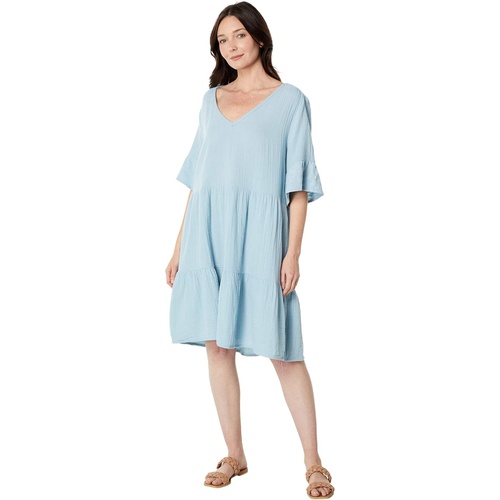  Dylan by True Grit Shea Cotton Gauze Dress with Slub Sleeve Contrast