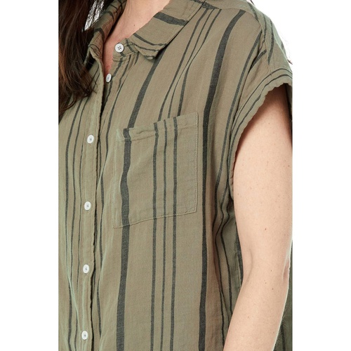  Dylan by True Grit Taylor Stripe Short Sleeve Button Front Shirt