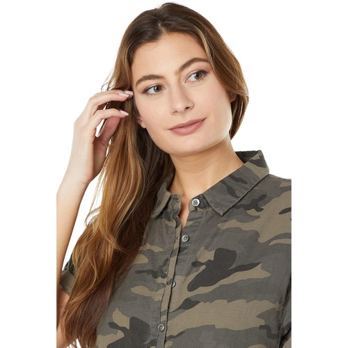  Dylan by True Grit Double Weave Cotton Camo Short Sleeve Button-Up Shirt