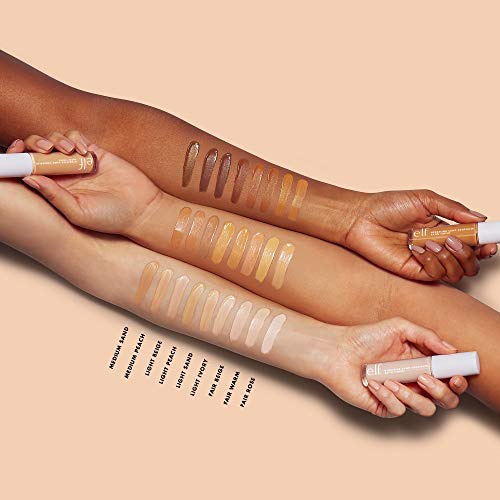  e.l.f., Hydrating Camo Concealer, Lightweight, Full Coverage, Long Lasting, Conceals, Corrects, Covers, Hydrates, Highlights, Light Sand, Satin Finish, 25 Shades, All-Day Wear, 0.2