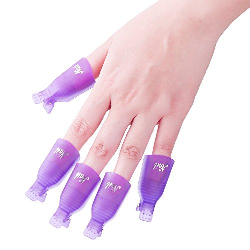  eBoot Nail Cap Clips UV Gel Polish Remover Wrap 10 Pack with 420 Pack Nail Wipe Cotton Pads (Purple)