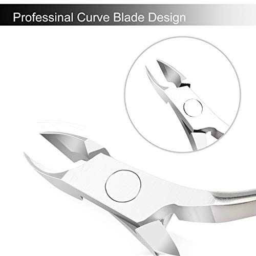 Cuticle Trimmer with Cuticle Pusher - Cuticle Nipper Clipper Cutter ECBASKET Dead Skin Remover Scissor Plier Durable Manicure Pedicure Tools for Fingernails and Toenails Silvery