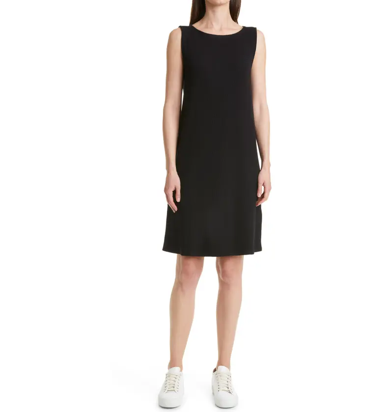 Eileen Fisher Bateau Neck Shift Dress_BLACK