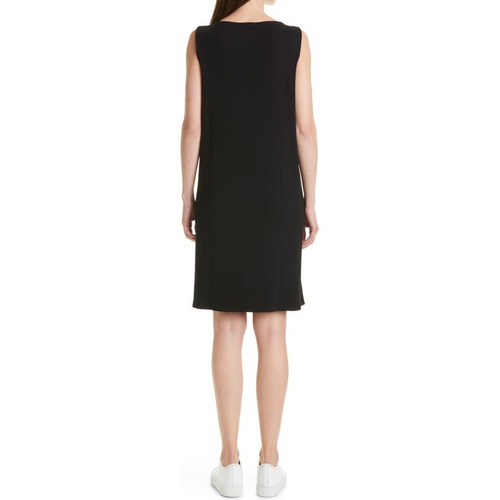  Eileen Fisher Bateau Neck Shift Dress_BLACK