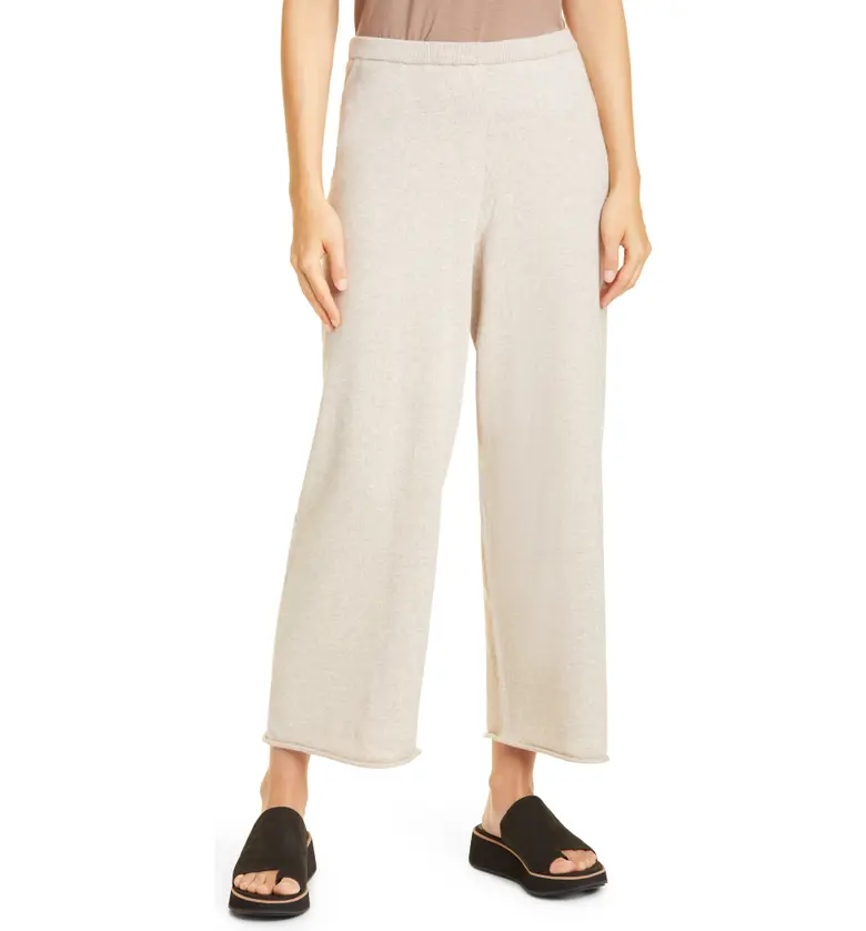 Eileen Fisher Organic Cotton Wide Leg Ankle Pants_MAPLE OAT