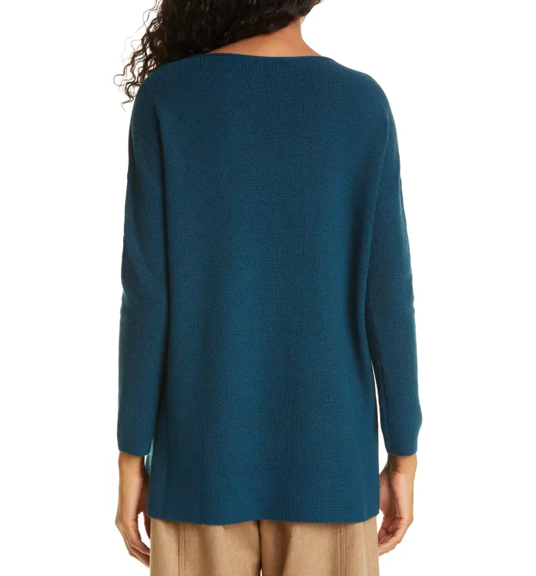  Eileen Fisher Bateau Neck Merino Wool Tunic Sweater_BLUE SPRUCE