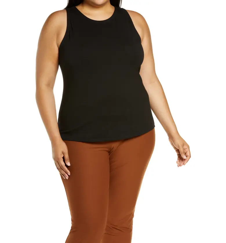 Eileen Fisher Slim Stretch Cotton Tank_BLACK