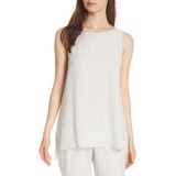 Eileen Fisher Silk Crepe Bateau Neck Shell_BONE