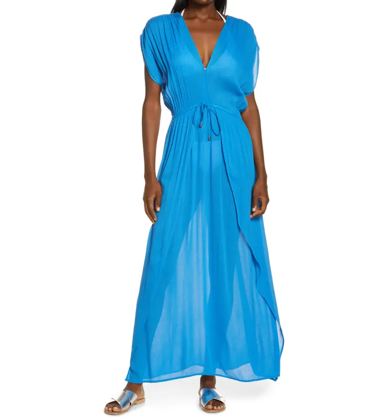 Elan Wrap Maxi Cover-Up Dress_BLUE AZUR