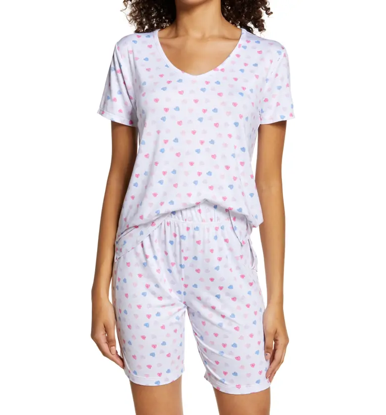 Emerson Road T-Shirt & Bermuda Shorts Pajama Set_AIRBRUSH HEARTS WHITE