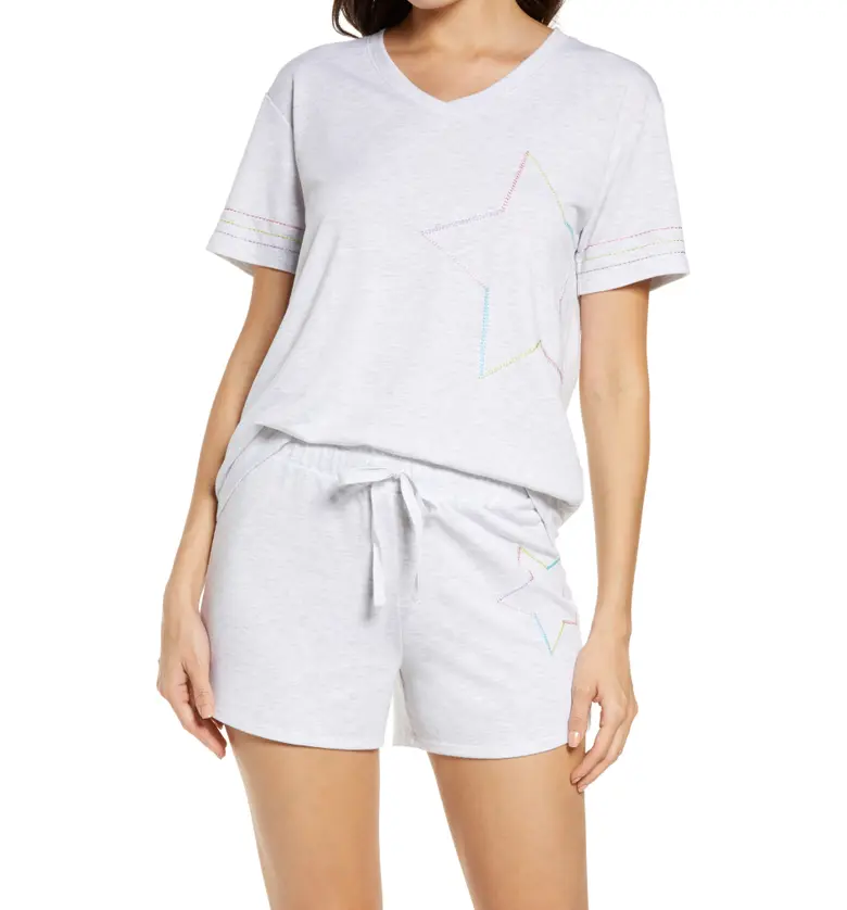 Emerson Road Embroidered Star Short Pajamas_LIGHT HEATHER GREY