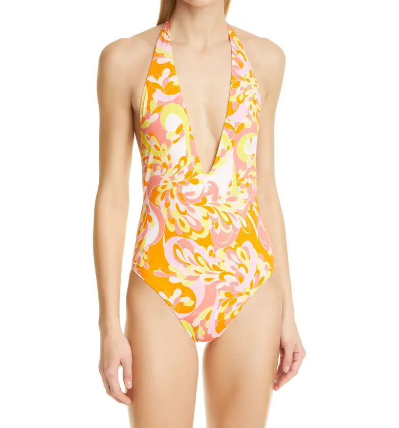 Emilio Pucci Lily Print One-Piece Swimsuit_064 CORAL YELLOW