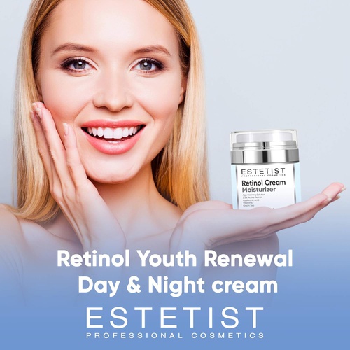  ESTETIST Face Moisturizer 2,5% Organic Retinol Cream for Day & Night with Hyaluronic Acid - Best Facial Age Defying Solution for Anti Aging, Wrinkles & Fine Lines to Restore Elasticity