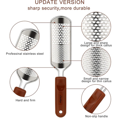  Easkep Foot File Callus Remover, Pedicure Stainless Steel Colossal Foot Grater Scrubber Pedicure Tools for Dead Skin Surgical Grade Stainless Steel File Feet Metal Personal Profess