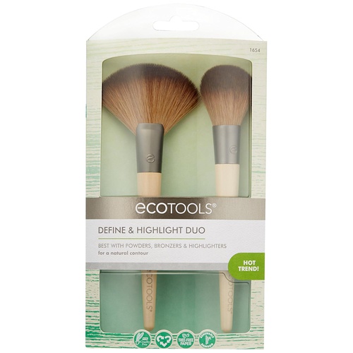  EcoTools Define & Highlight Duo, Makeup Brush Set for Powder, Bronzer, & Highlighter
