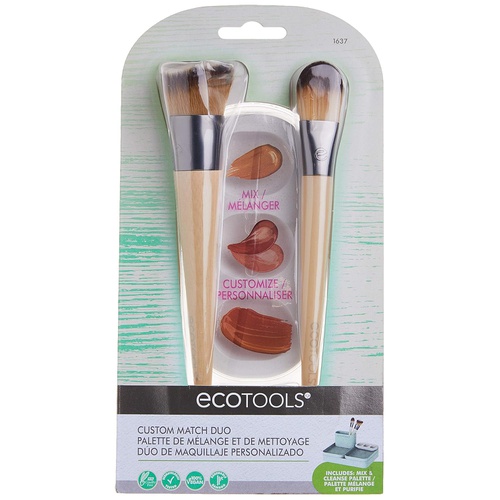  EcoTools Custom Match Makeup Brushes, For Liquid Foundation, With Mix Palette, Set of 2