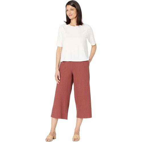  Eileen Fisher Textured Stretch Rib Wide Cropped Pants