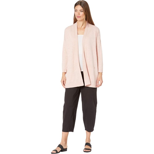  Eileen Fisher Organic Cotton Linen Slub High Collar Cardigan