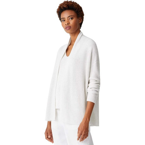  Eileen Fisher Peruvian Organic Cotton Tencel Boxy Short Cardigan