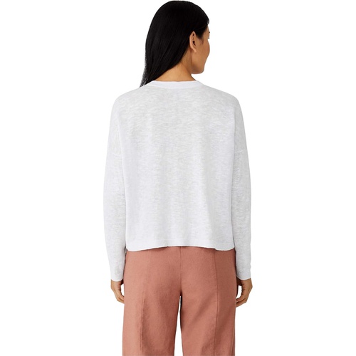  Eileen Fisher Organic Cotton Linen Slub Crew Neck Box Top