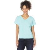 Eileen Fisher V-Neck Short Sleeve Top in Pigment Dyed Slubby Organic Cotton